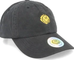 Trippy Smiley Washed Black Dad Cap - Lucid Smile