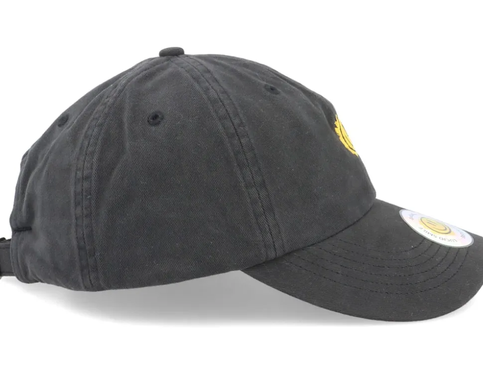 Trippy Smiley Washed Black Dad Cap - Lucid Smile