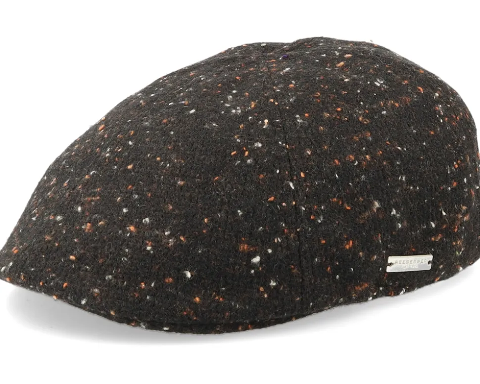Tweed Fabric Ivy Cap Nut Brown Flat Cap - Seeberger