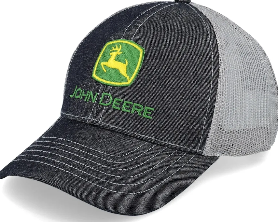 Twill & Mesh Logo Charcoal Trucker - John Deere