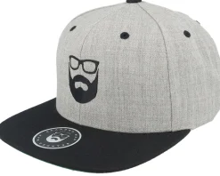 Two Tone Logo Heather Grey/Black Snapback - Bearded Man