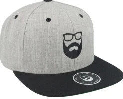 Two Tone Logo Heather Grey/Black Snapback - Bearded Man