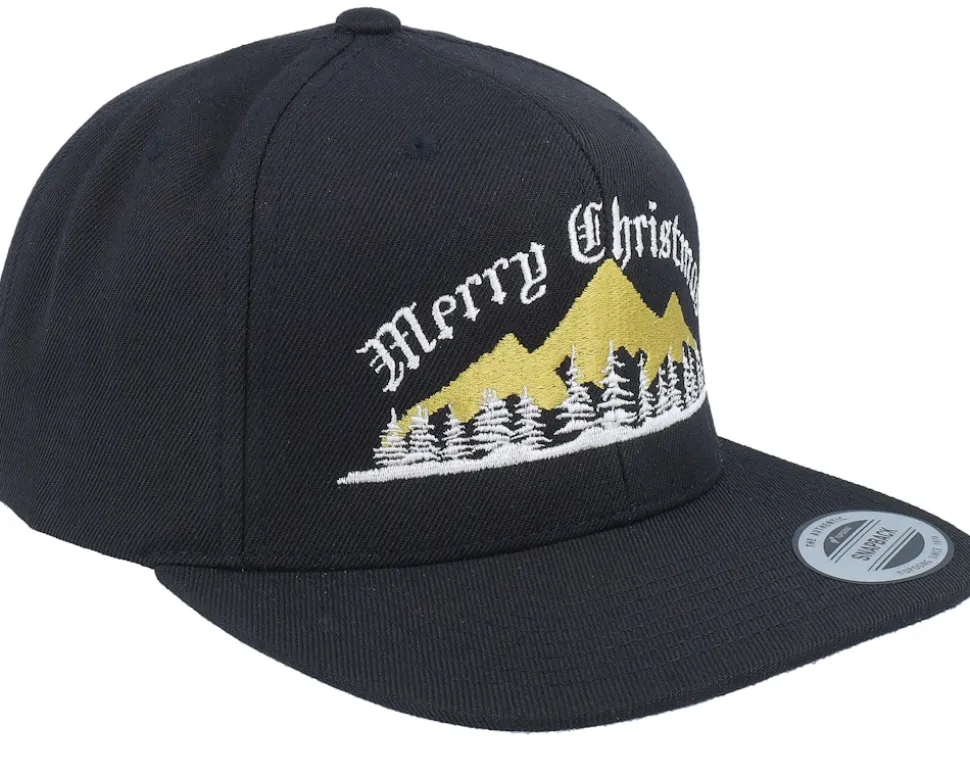 Ugly Merry Christmas Mountain Black Snapback - Ho-Ho-Hats
