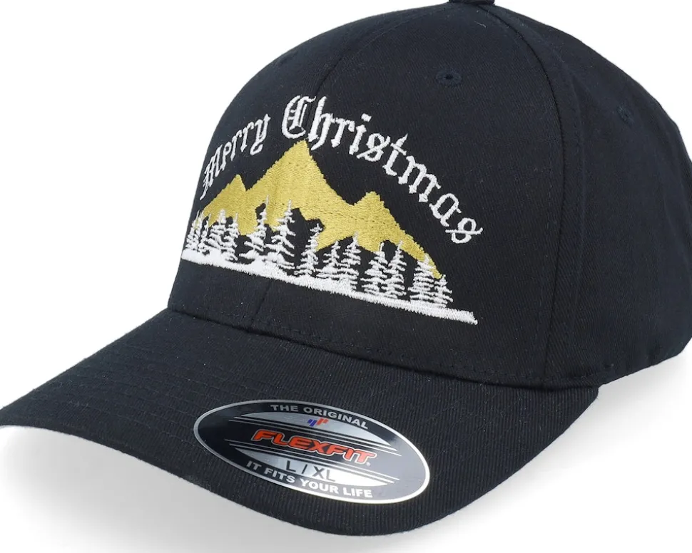 Ugly Merry Christmas Mountain Black Flexfit - Ho-Ho-Hats