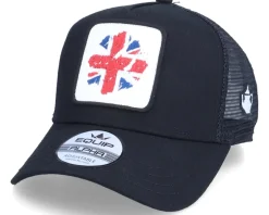 UK Ripped Flag Patch Tea Black Trucker - Iconic