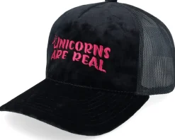 Unicorns Are Real Velvet Black/Black A-frame Trucker - Unicorns