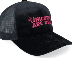 Unicorns Are Real Velvet Black/Black A-frame Trucker - Unicorns