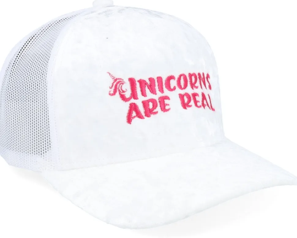 Unicorns Are Real Velvet White/White A-frame Trucker - Unicorns