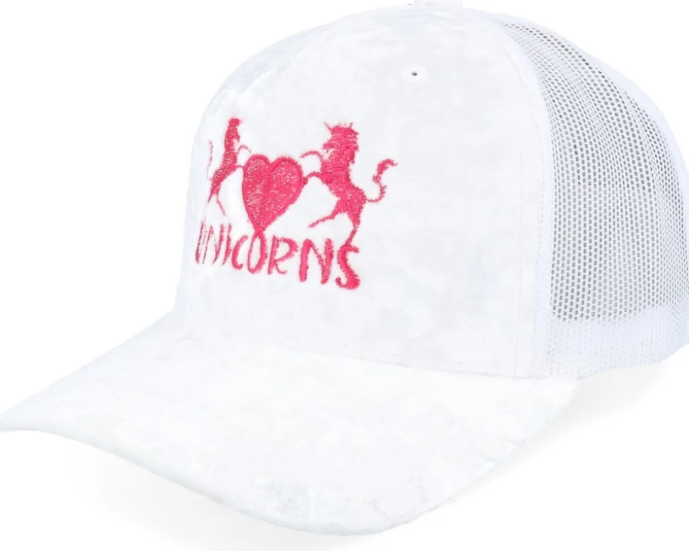 Unicorns Heart Velvet White/White A-frame Trucker - Unicorns