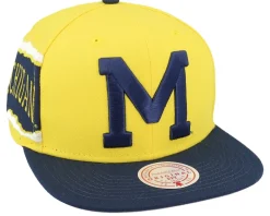 University Of Miami Jumbotron Ncaa Yellow/navy Snapback - Mitchell & Ness