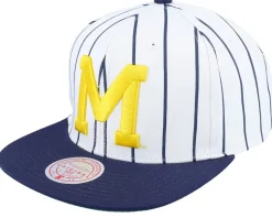 University Of Miami Newco White/Navy Snapback - Mitchell & Ness