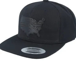 Usa Map Flag Black Patch Black Snapback - Iconic