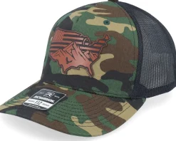 Usa Map Flag Brown Patch Camo/Black Trucker - Iconic
