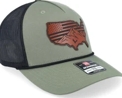 Usa Map Flag Brown Patch Loden/Black Rope A-Frame Trucker - Iconic