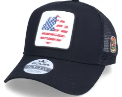 USA Ripped Flag Patch Hamburger Black Trucker - Iconic