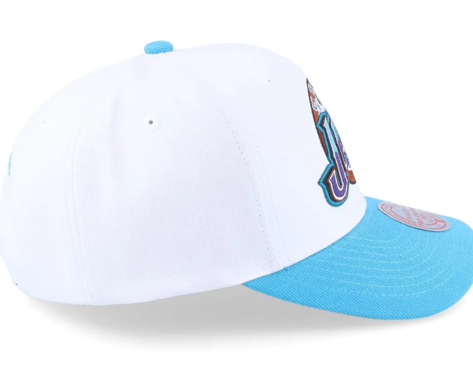 Utah Jazz Team 2 Tone 2.0 Pro White/Teal Adjustable - Mitchell & Ness