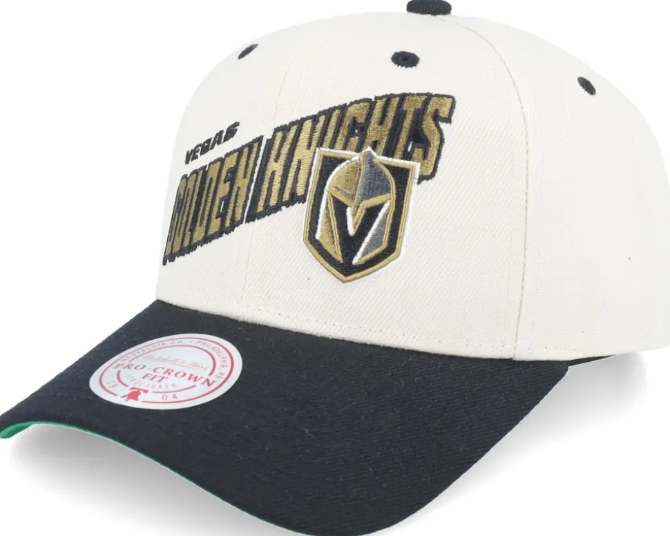 Vegas Golden Knights Retro Type Pro Off White/Black Adjustable - Mitchell & Ness