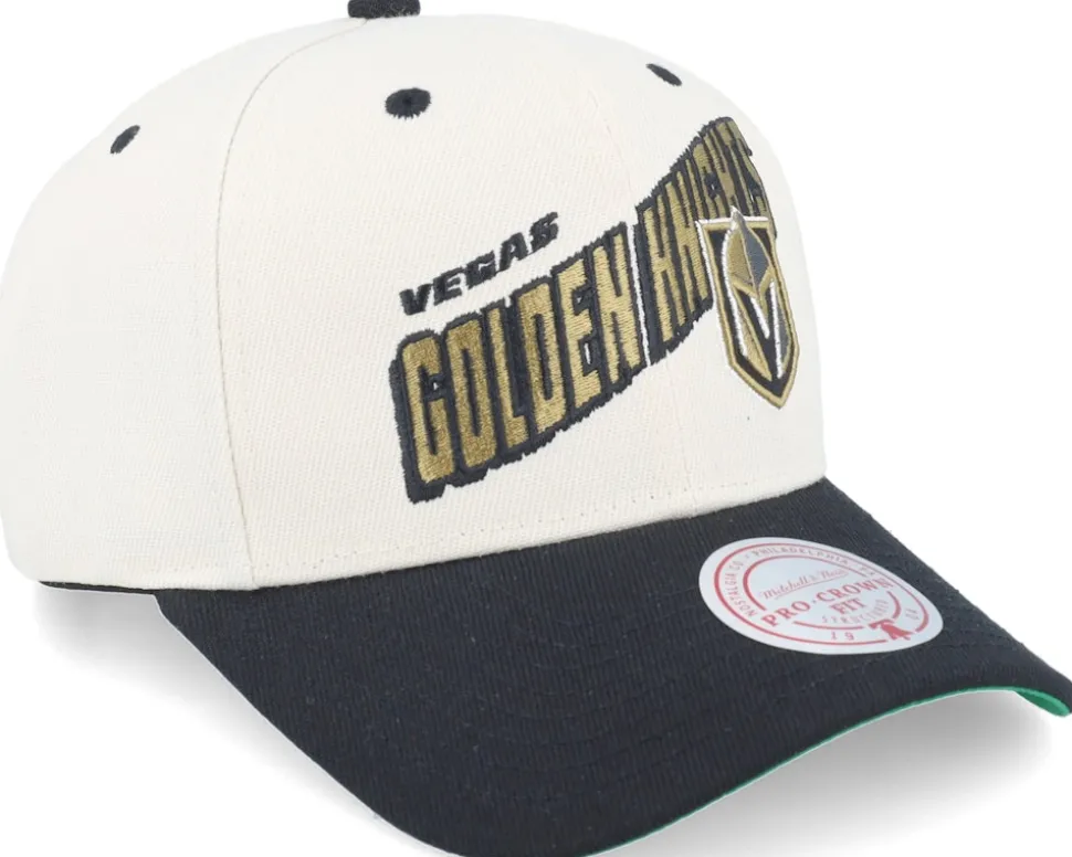 Vegas Golden Knights Retro Type Pro Off White/Black Adjustable - Mitchell & Ness