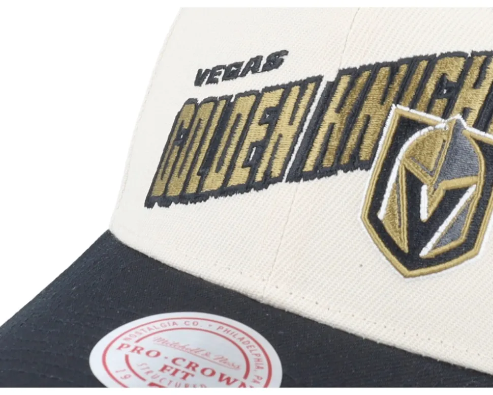 Vegas Golden Knights Retro Type Pro Off White/Black Adjustable - Mitchell & Ness