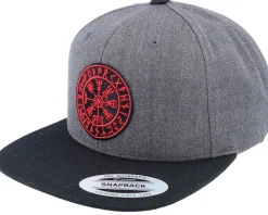 Vegvísir Patch Charcoal Grey/black Snapback - Vikings