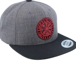 Vegvísir Patch Charcoal Grey/black Snapback - Vikings