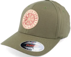 Vegvísir Rungalder Patch Olive Green Flexfit - Vikings