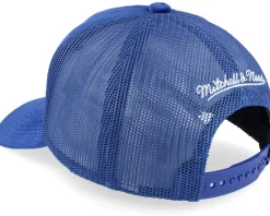 Velvet Pinscript Blue A-Frame Trucker - Mitchell & Ness