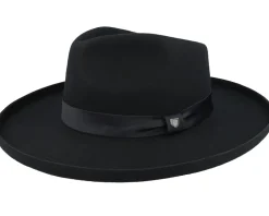 Victoria Felt Black/Black Satin Fedora - Brixton
