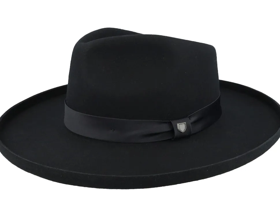 Victoria Felt Black/Black Satin Fedora - Brixton