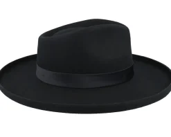 Victoria Felt Black/Black Satin Fedora - Brixton
