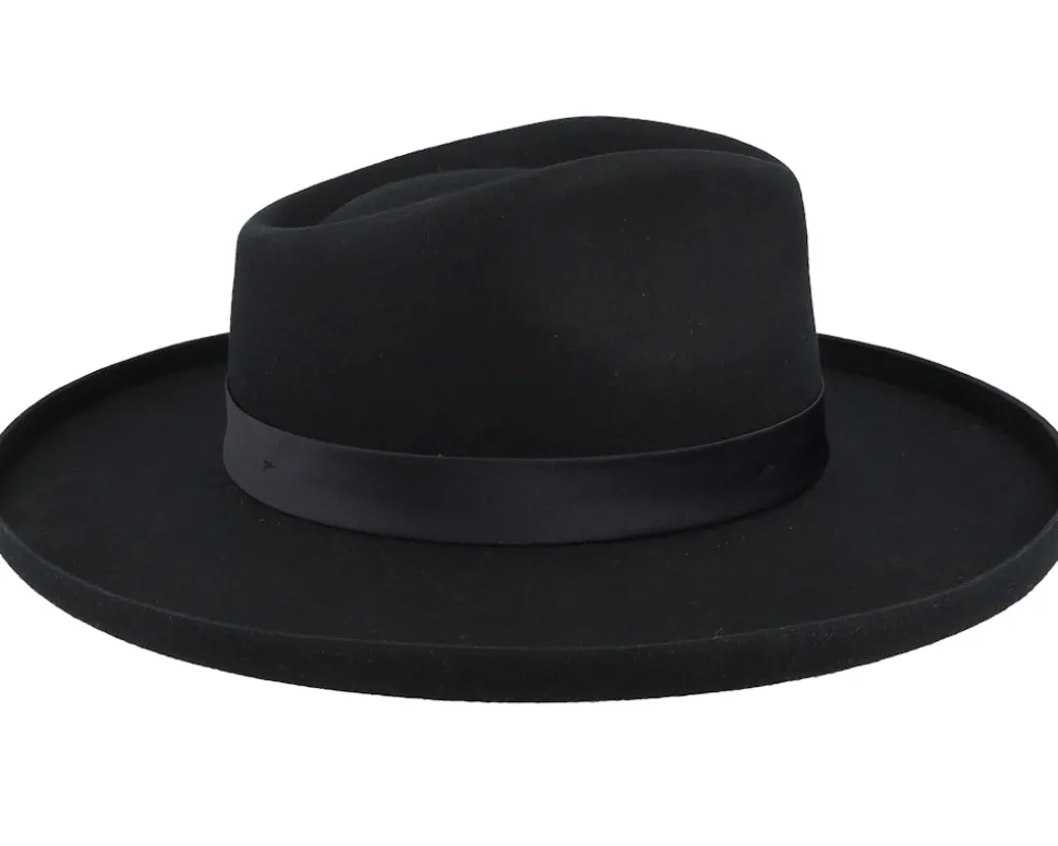 Victoria Felt Black/Black Satin Fedora - Brixton