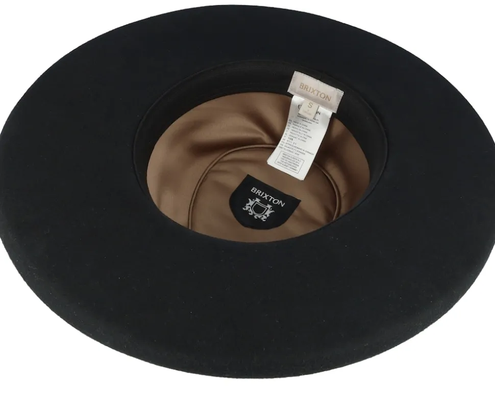 Victoria Felt Black/Black Satin Fedora - Brixton