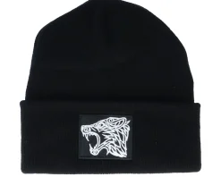 Viking Wolf Black Patch Black Beanie - Vikings