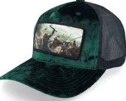 Vikings Fighting Battlefield Velvet Green/Black A-Frame Trucker - Calza Pennello