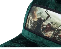Vikings Fighting Battlefield Velvet Green/Black A-Frame Trucker - Calza Pennello