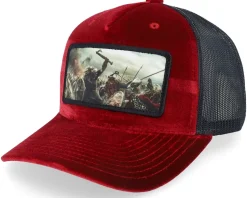 Vikings Fighting Battlefield Velvet Black A-Frame Trucker - Calza Pennello