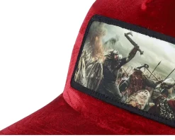 Vikings Fighting Battlefield Velvet Red/Black A-Frame Trucker - Calza Pennello
