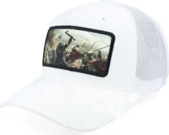 Vikings Fighting Battlefield Velvet Red/Black A-Frame Trucker - Calza Pennello