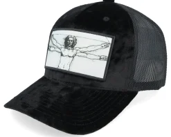 Vitruvian Man Patch Velvet Black Trucker - Public Domain