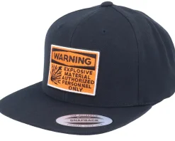 Warning Highly Explosive Patch Black Snapback - Iconic