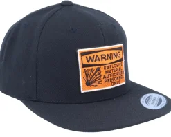 Warning Highly Explosive Patch Black Snapback - Iconic