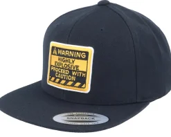 Warning Highly Explosive Patch Black Snapback - Iconic