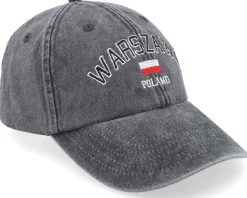 Warszawa Poland Washed Black Dad Cap - Iconic