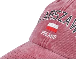 Warszawa Poland Washed Red Dad Cap - Iconic