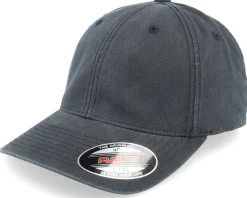 Washed Cotton Dad Cap Black Flexfit - Flexfit