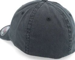 Washed Cotton Dad Cap Black Flexfit - Flexfit