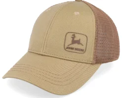 Waxed Cotton Twill/Soft Mesh Brown Trucker - John Deere