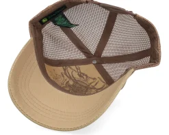 Waxed Cotton Twill/Soft Mesh Brown Trucker - John Deere