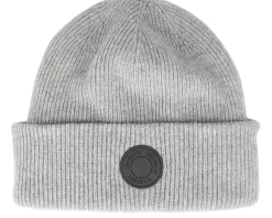 Wayne Patch Wool Beanie Light Grey Melange Cuff - Les Deux