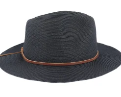 Wesley Packable Black Fedora Straw Hat - Brixton